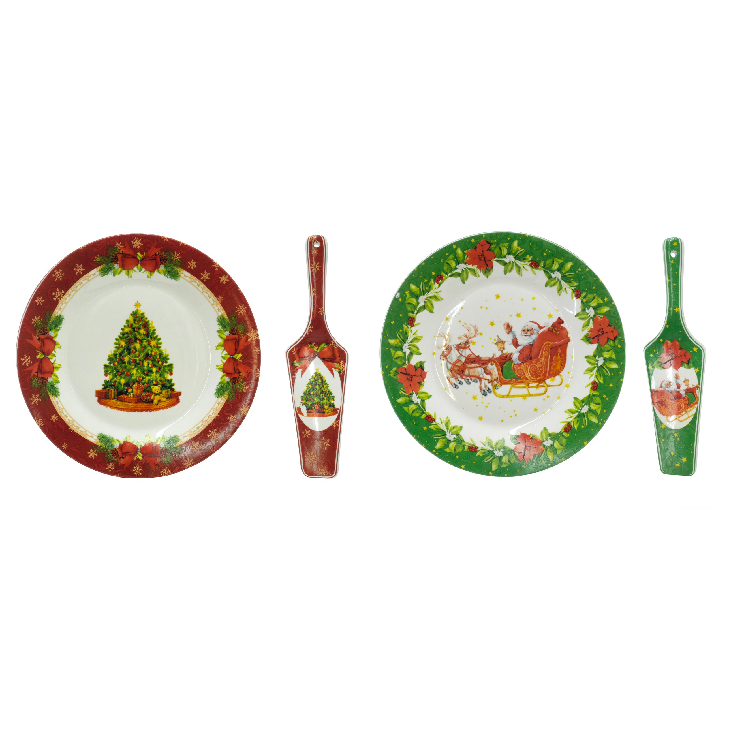 VESTIAMO CASA GRAN NATALE - Set Piatto e Paletta di Natale in Ceramica Decorativa - diametro 27 cm